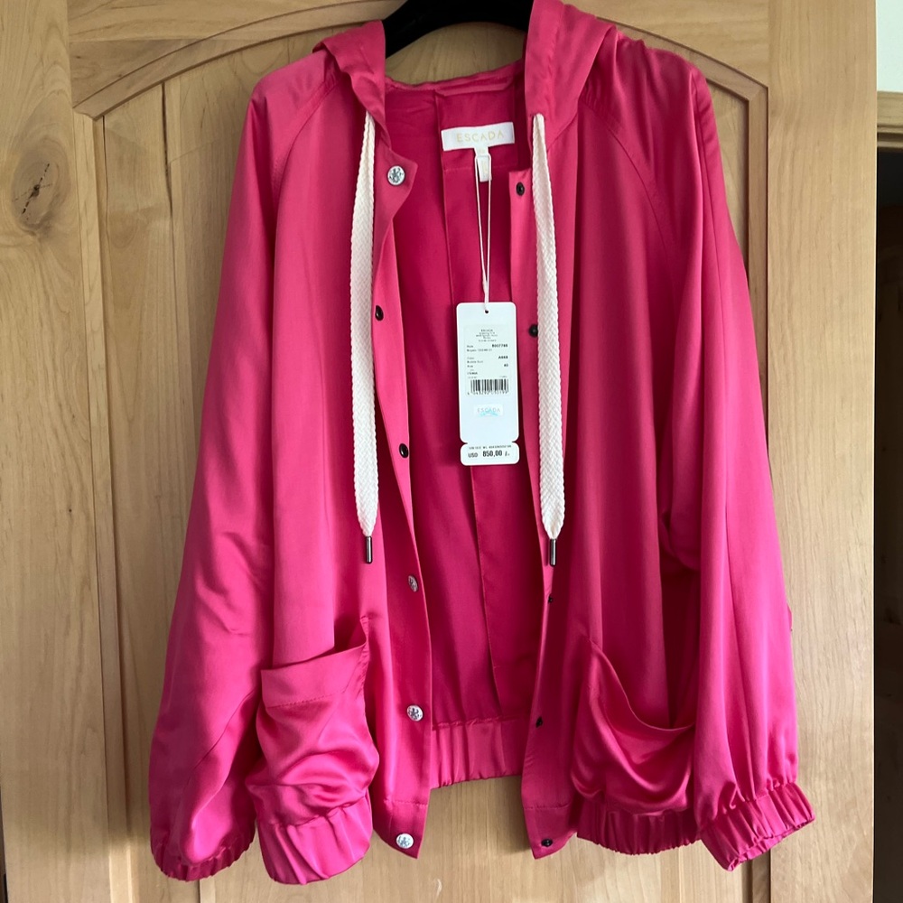 NWT Soft Escada Pink Hooded Jacket size 8